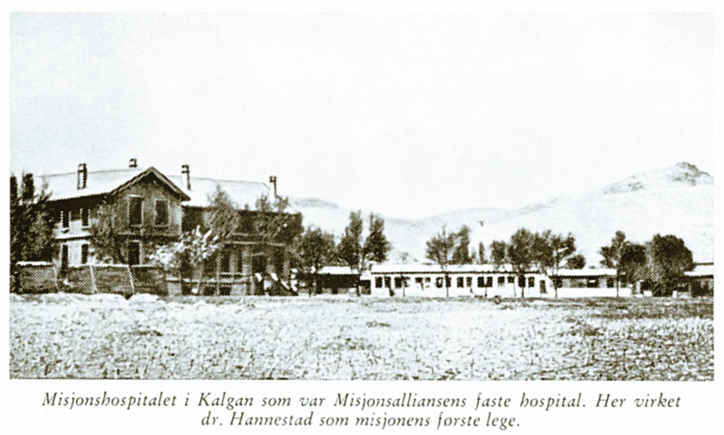 Hospitalet i Kalgan var det eneste i området. Det het Edvard Gerrards minne, og var oppkalt opp etter en av pionérmisjonærene som omkom etter bare ett år i felt.