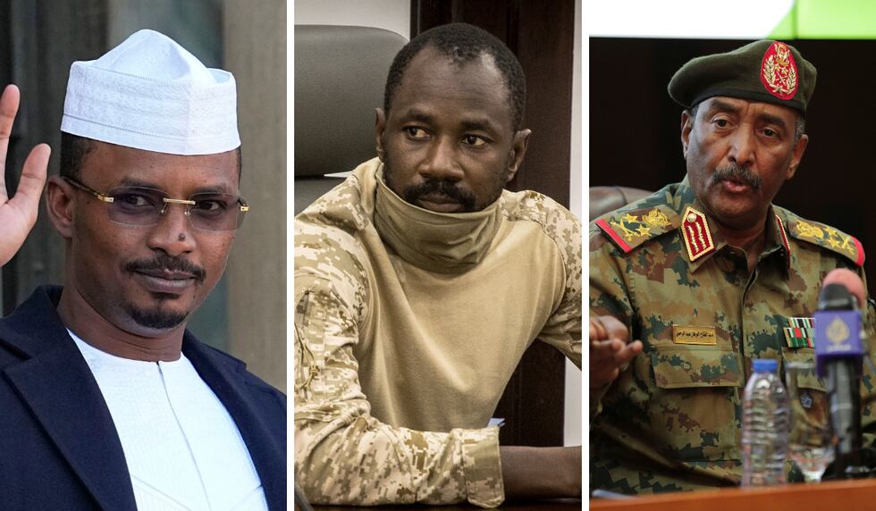 KUPPMAKERE: Mahamat Idriss Deby styrer Tsjad, Assimi Goita i Mali og  Abdel-Fattah Burhan i Sudan.