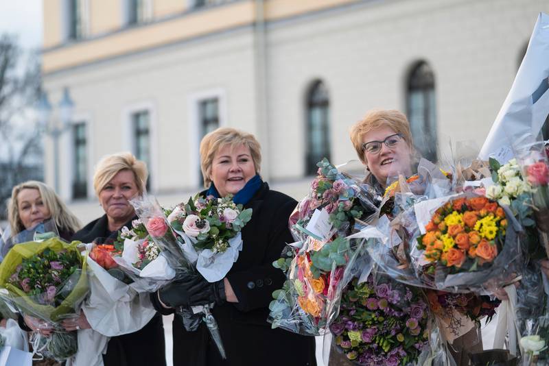 Statsminister Erna Solberg presenterte onsdag sin regjering på Slottsplassen.