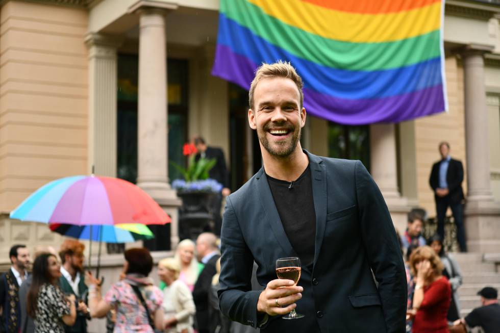 Oslo  20190619.
Morten Hegseth under mottakelsen av representanter for Pride 2019 ved statsministerboligen.
Foto: Ola Vatn / NTB scanpix