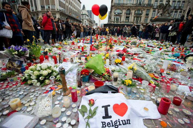 Til minne om ofrene etter terroranrepet i Brussel i mars i år. 