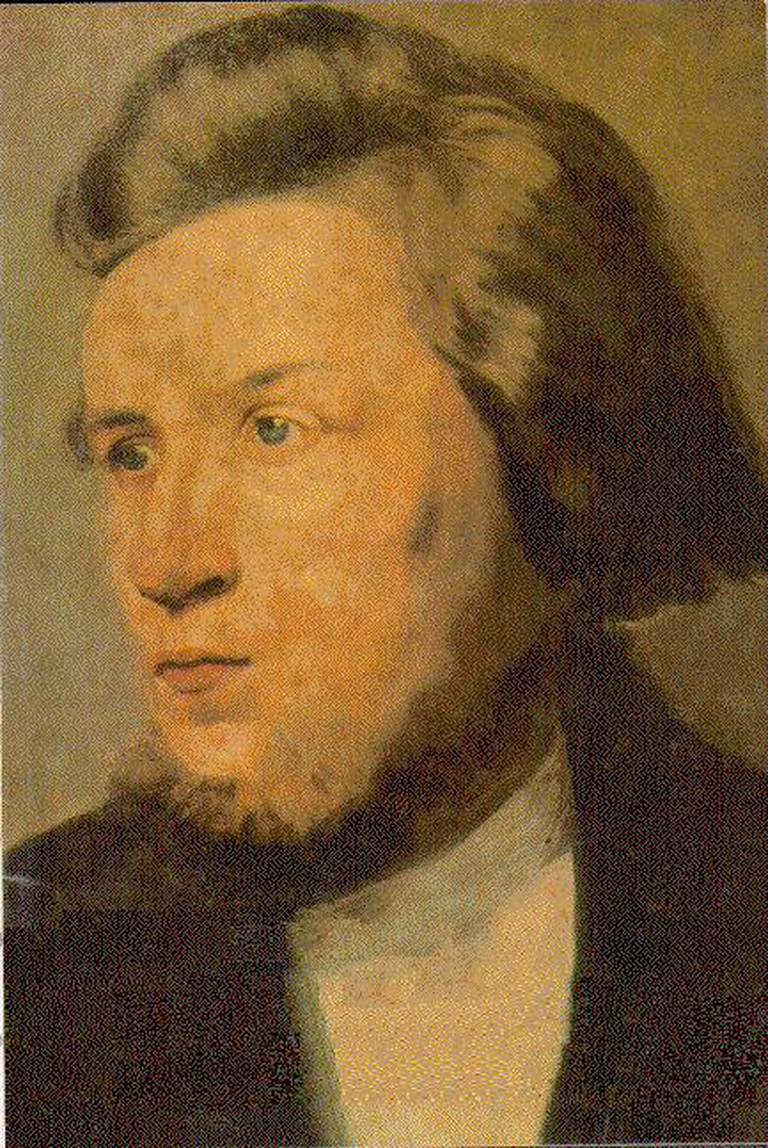 Det eneste kjente portrettet av Hans Nielsen Hauge, malt i København av ukjent kunstner ca. 1800.