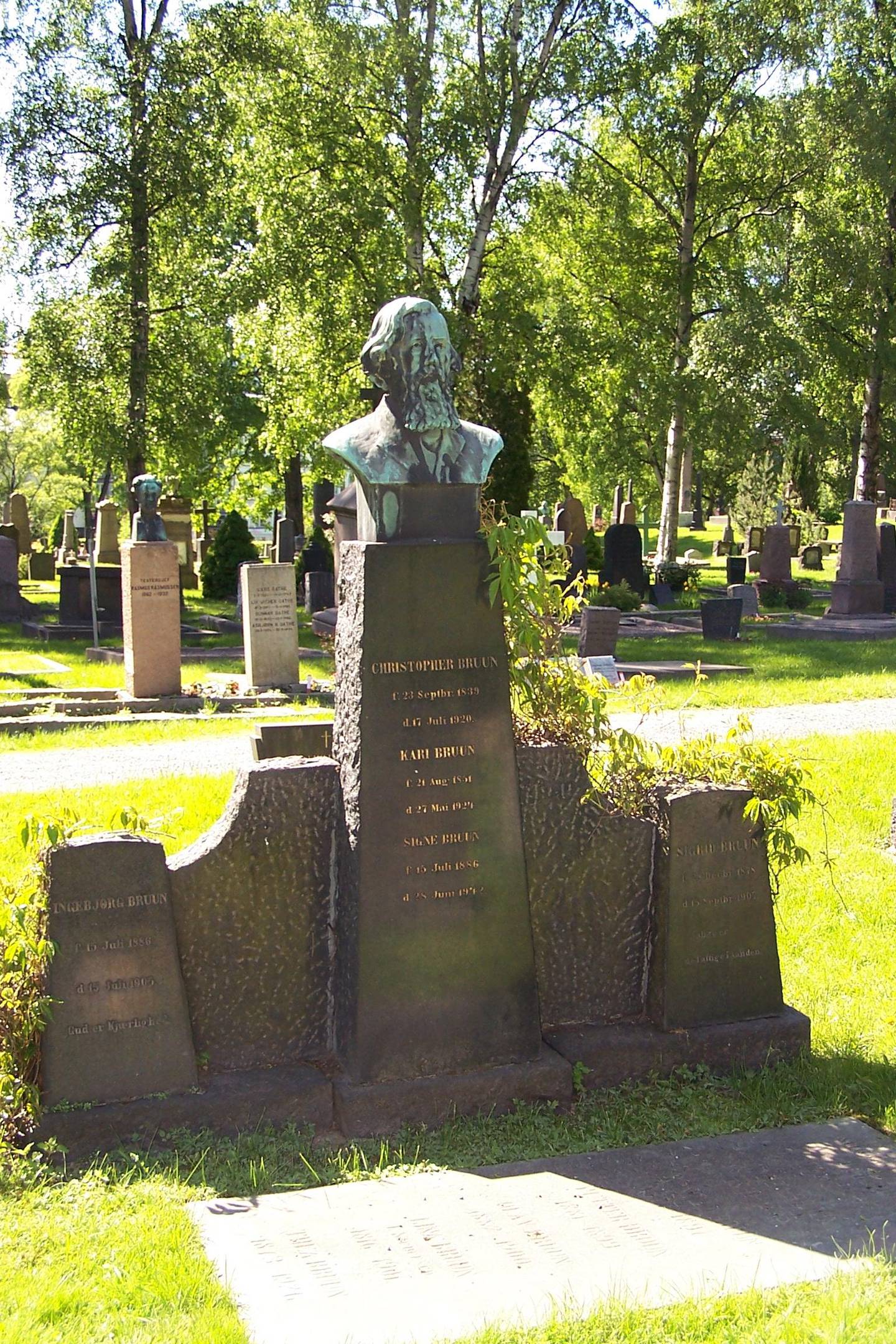 Christopher Bruuns grav på Vår Frelsers gravlund i Oslo.