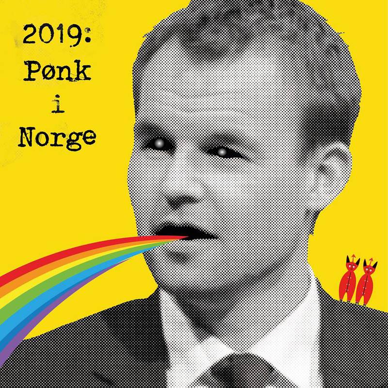 Sampleplata for norsk punkmusikk med Ropstad på albumcoveret. Illustrasjon: Fucking North Pole Records/Kari Westergaard