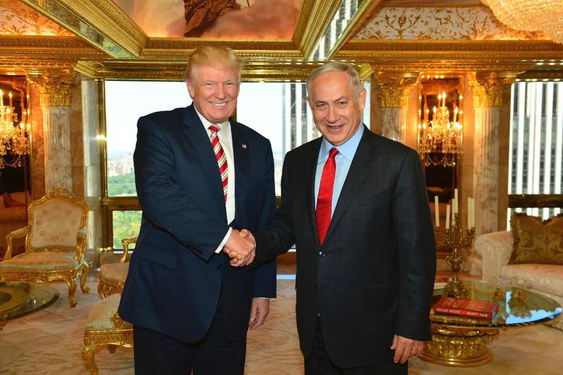 I morgen møtes Donald Trump og Benjamin Netanyahu til politiske samtaler i Det hvite hus. Her fra et møte i New York i fjor høst.