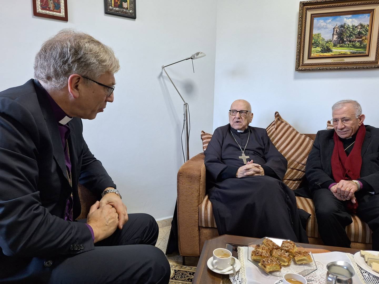 KRISTENLEDERE: Blant dem preses møtte, var biskop emeritus Munib Younan og tidligere patriark i Den katolske kirke, Michael Sabbah.