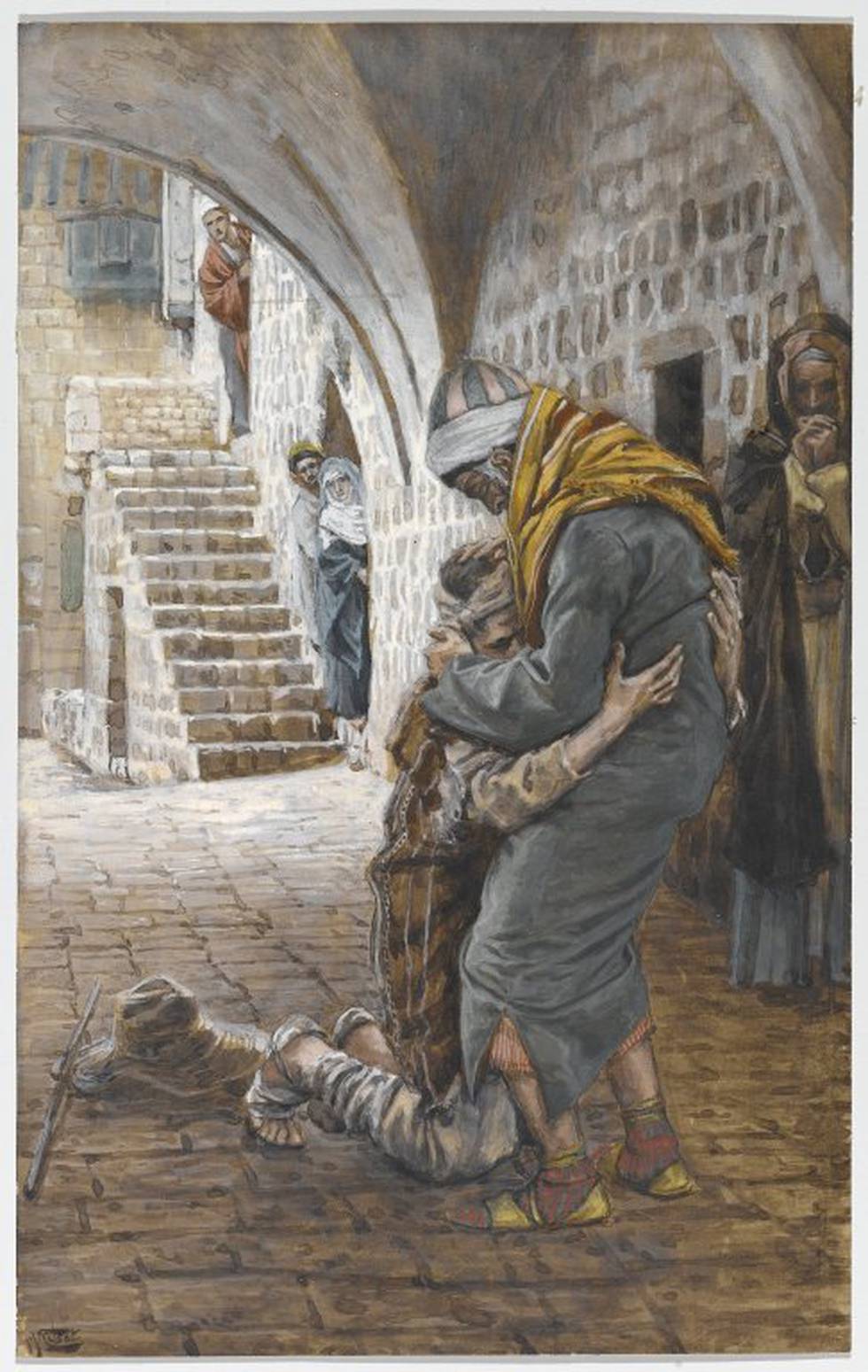 «Den bortkomne sønn vender hjem» (The Return of the Prodigal Son / Le retour de l'enfant prodigue) av James Tissot 
Malt mellom 1886 og 1894.