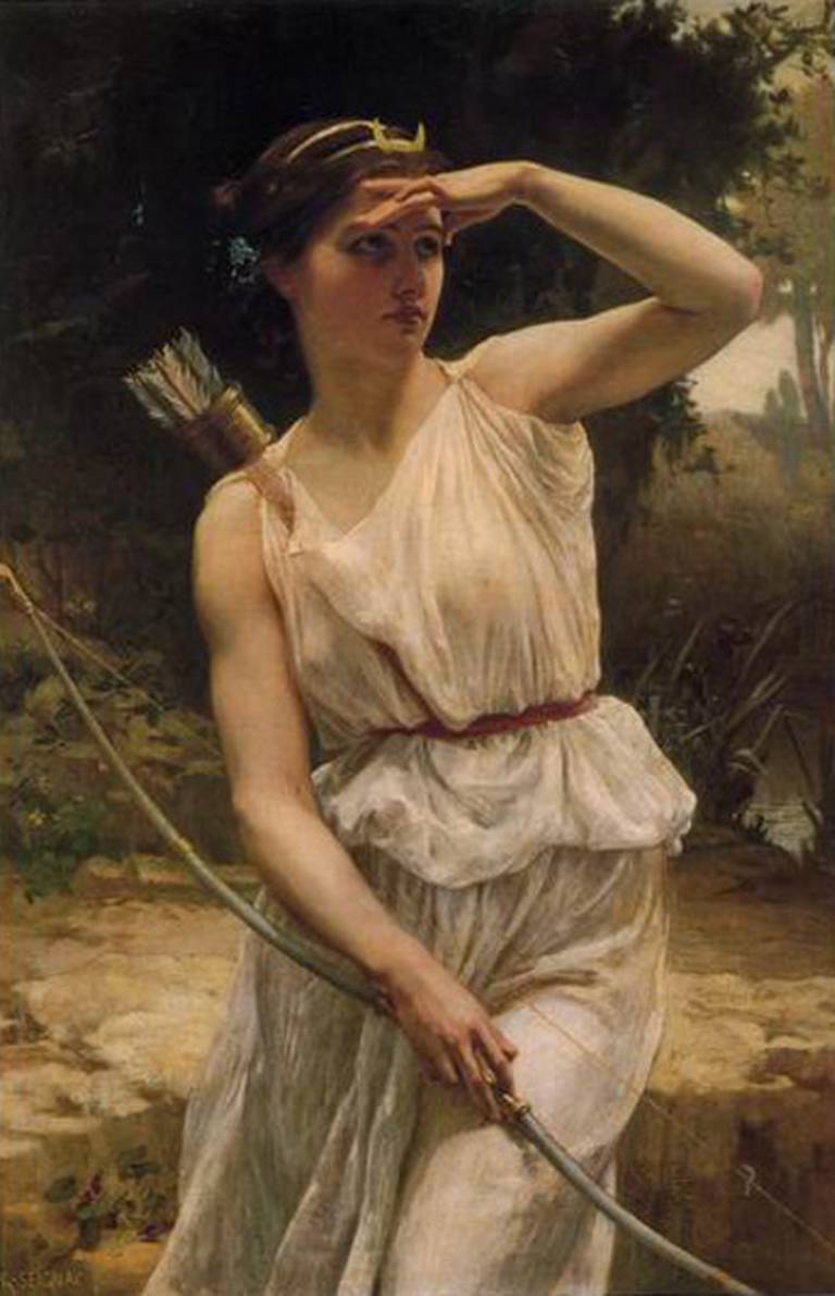 GUDINNE: Diana (bokstavelig «himmelsk» eller «guddommelig») var i romersk mytologi jaktens gudinne, assosiert med ville dyr og skogen, og i særlig grad månen. I litteraturen svarte hun til den greske gudinnen Artemis, skjønt i kulten var hun italisk, ikke gresk, i sin opprinnelse.