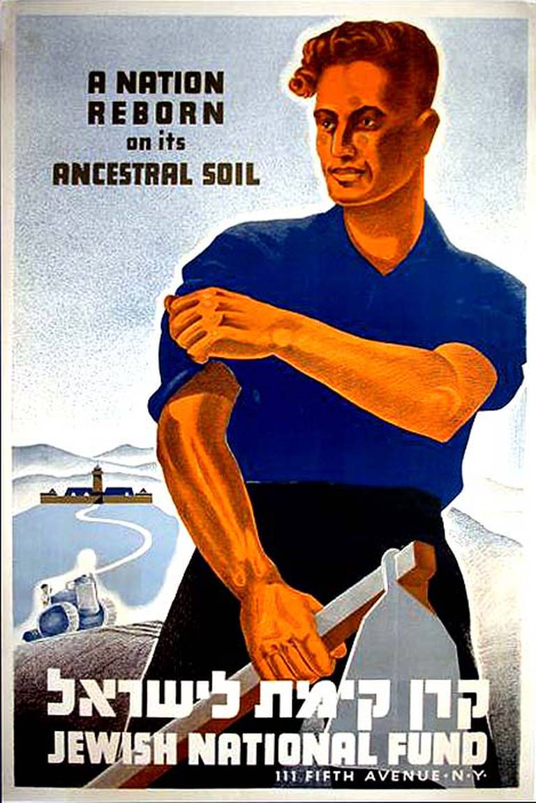 Sionistisk plakat fra ca 1940. Illustratør: Otte Wallish