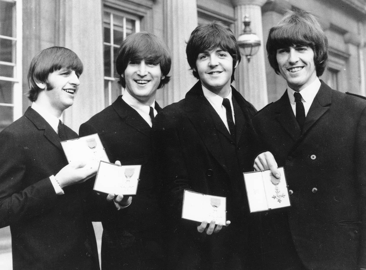 The Beatles-medlemmene fotografert sammen: Fra venstre: Ringo Starr, John Lennon, Paul McCartney og George Harrison. Foto: AP
