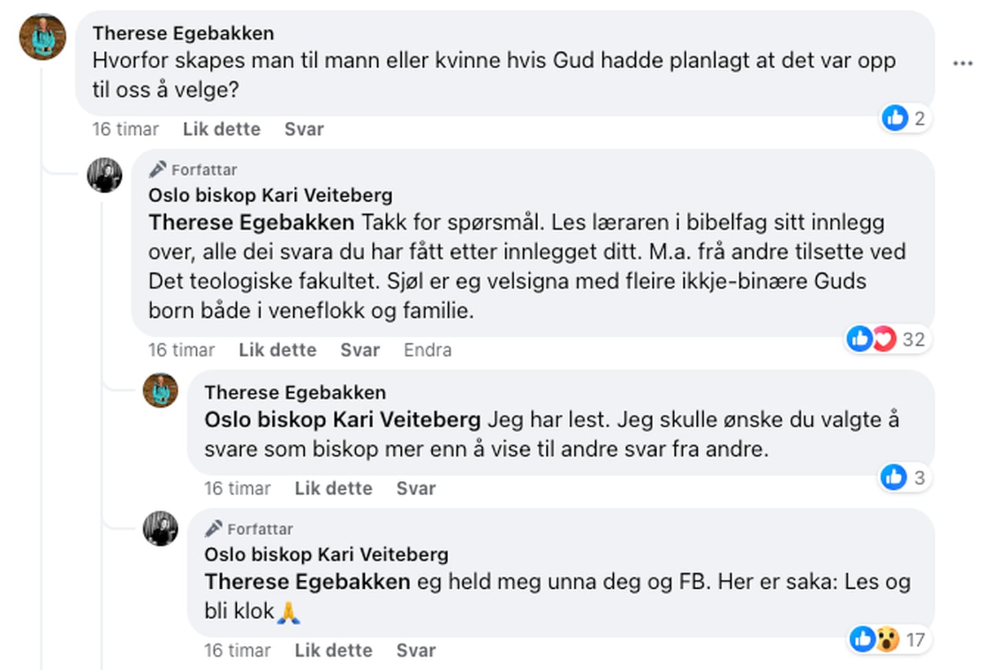 Skjermdump Egebakken Veiteberg facebook