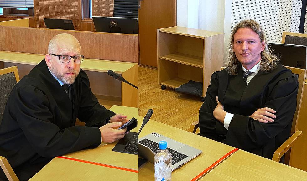 Aktor i saka er politiadvokat Hans Petter Pedersen ­Skurdal (.v.) frå Oslo politidistrikt. Advokat Alexander Schimmelpfennig Nygaard forsvarar ­restauranteigaren.