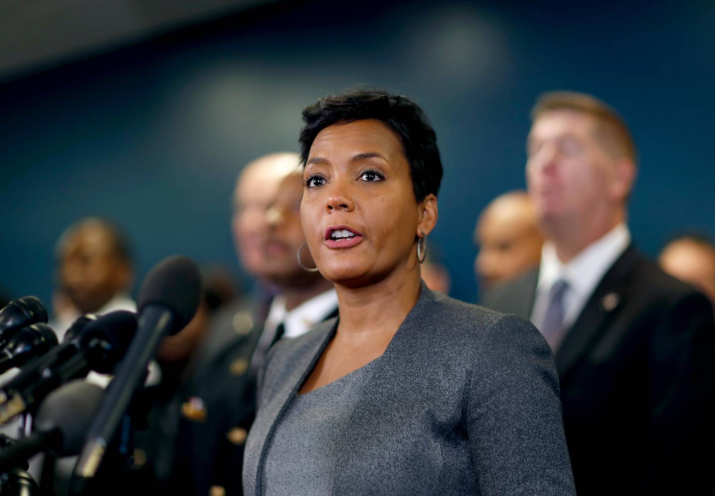 FILE - In this Jan. 4, 2018, file photo, Mayor Keisha Lance Bottoms speaks at a press conference in Atlanta. In Georgia, black women will likely factor into one of the country?Äôs marquee political contests. The Democratic race for governor features two women, and candidate Stacey Abrams is running to become the first black woman ever elected governor in America. Bottoms hasn't officially endorsed a candidate in the gubernatorial race but counted Stacey Evans among her supporters. She said she feels compelled to help empower other women, especially black women. (AP Photo/David Goldman, File)