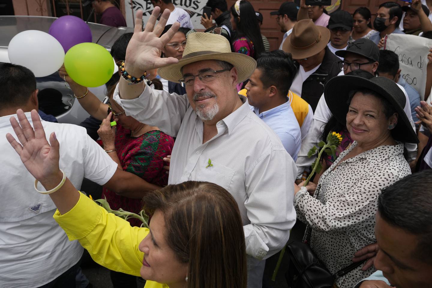 Bernardo Arévalo, president i Guatemala, her under et valgmøte i i juli 2023.