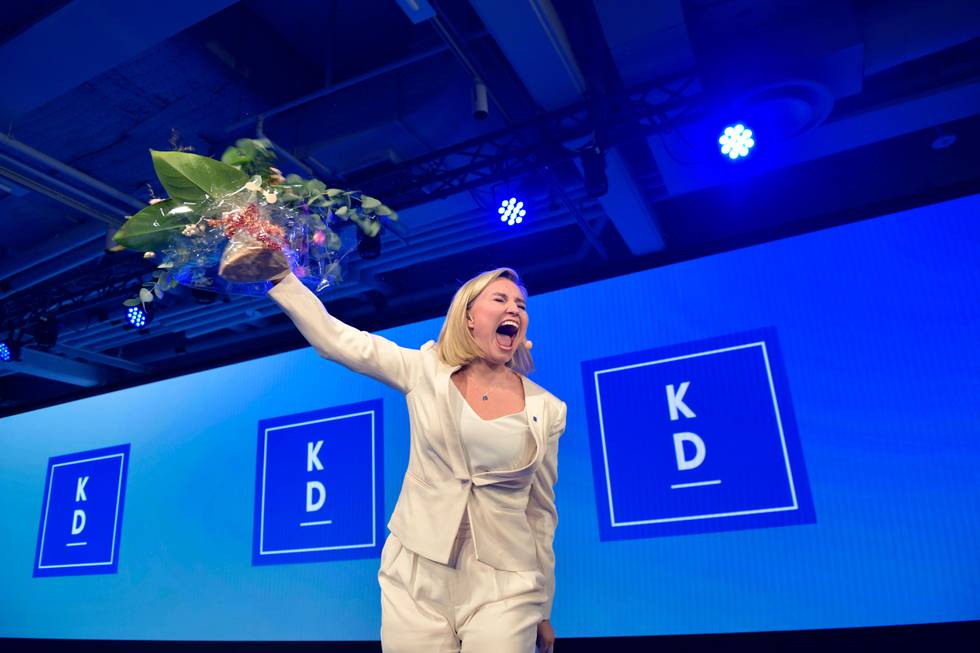 STOCKHOLM 20180909
Partiledare Ebba Busch Thor på Kristdemokraternas valvaka på At Six i Stockholm.
Foto: Jessica Gow / TT / Kod 10070