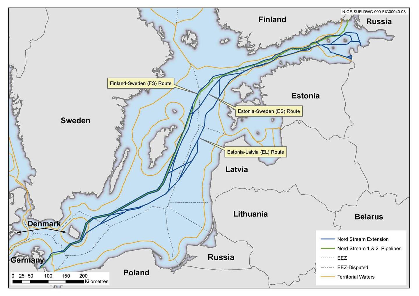 NORD STREAM: Rørledningen Nord Stream 2 vil gå gjennom de ­territorielle vannene og/eller de økonomiske sonene til Russland, Finland, Sverige, Danmark og Tyskland. Ledningen unngår de baltiske landene.