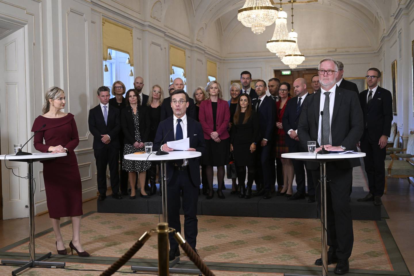 REGJERING: Statsminister Ulf Kristersson (M) presenterer sin nye regjering for Sverige.