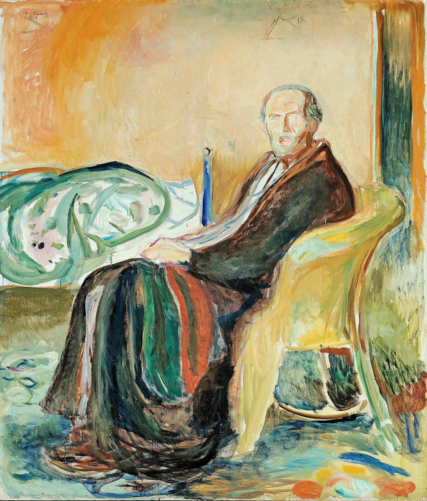 Selvportrett: Edvard Munch var besatt av sykdom og død og malte selvportrett av seg selv med spanskesyken.