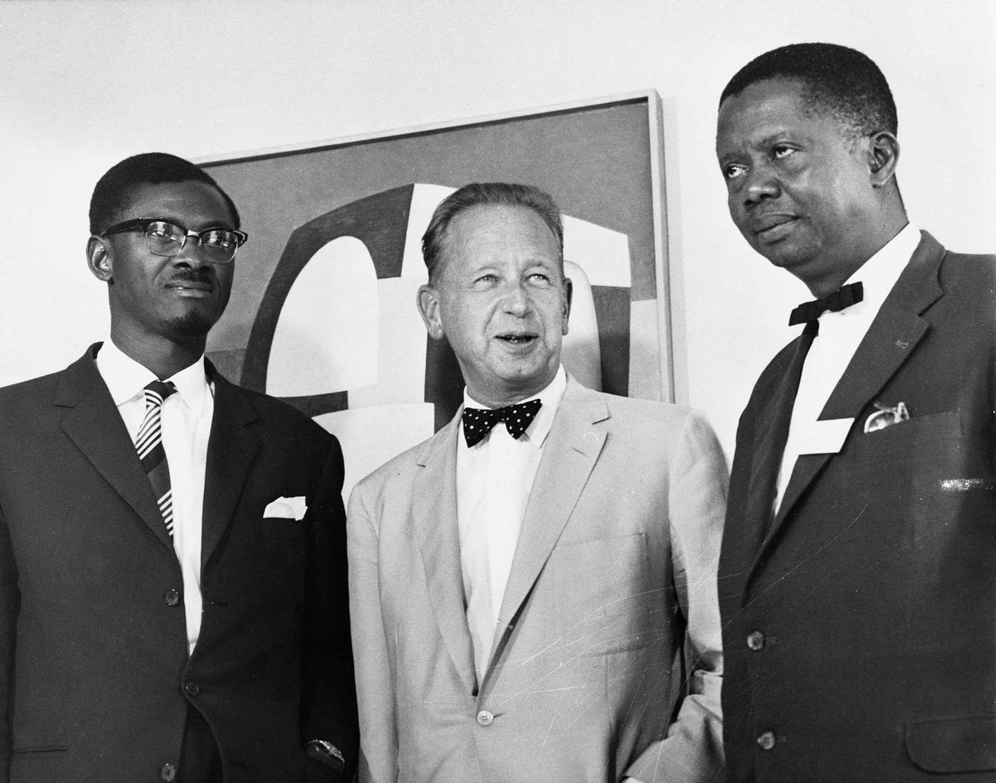 FN mistet 250 mann forrige gang en internasjonal styrke intervenerte i Zaire (daværende Kongo) for 36 år siden. Blant de døde var FNs generalsekretær Dag Hammarskjøld  - her fotografert sammen med Kongos statsminister Patrice Lumumba (til venstre).  (NTB-arkivbilde