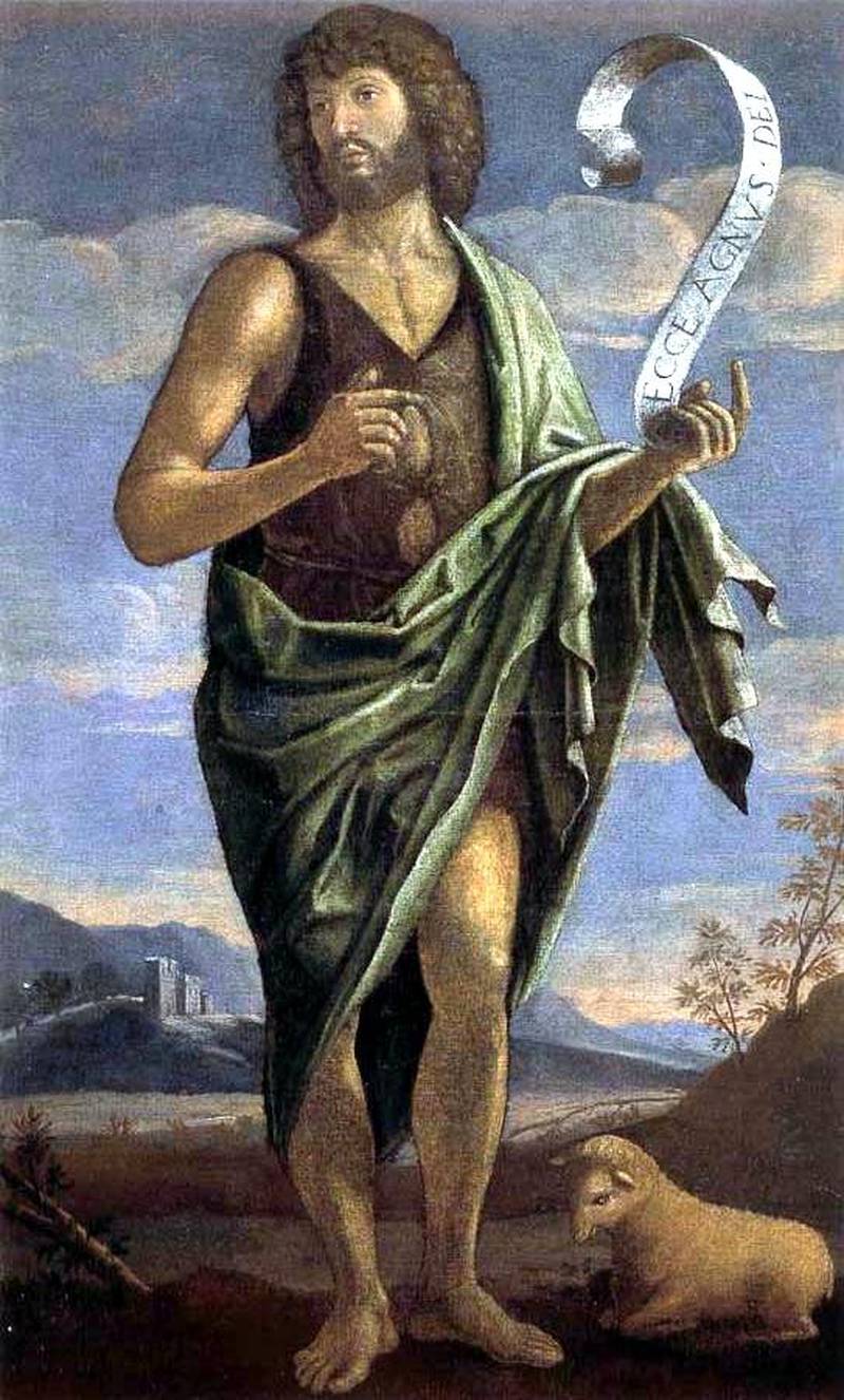 Johannes døperen i kunsten: Maleri av Bartolomeo Veneto.