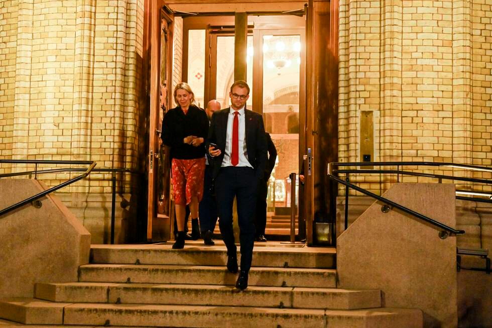 Oslo 20210914. 
KrF-leder Kjell Ingolf Ropstad forlater Stortinget etter partilederdebatt.
Foto: Annika Byrde / NTB
