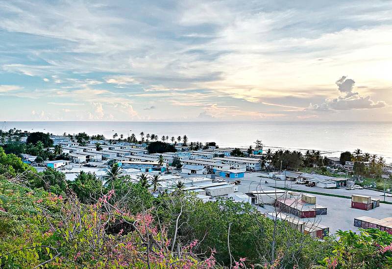 This Aug. 4, 2018, photo provided by Medecins Sans Frontieres shows the settlements and hospital on the island of Nauru. Humanitarian medical professionals expelled from Nauru said on Thursday, Oct. 11, 2018, asylum seekers that Australia had banished to the tiny Pacific atoll were suicidal and their children have lost hope. The Nauru government forced Doctors Without Borders out of the country last week, abruptly ending their free medical care for asylum seekers refugees and local Nauruans. (Medecins Sans Frontieres via AP)