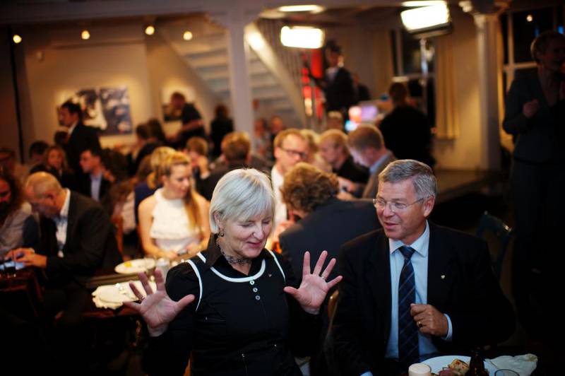 Tidligere partiledere Valgerd Svarstad Haugland og Kjell Magne Bondevik under KrFs valgvake i 2011. Selv om de begge er ute av politikken, har de fortsatt venner i miljøet. 