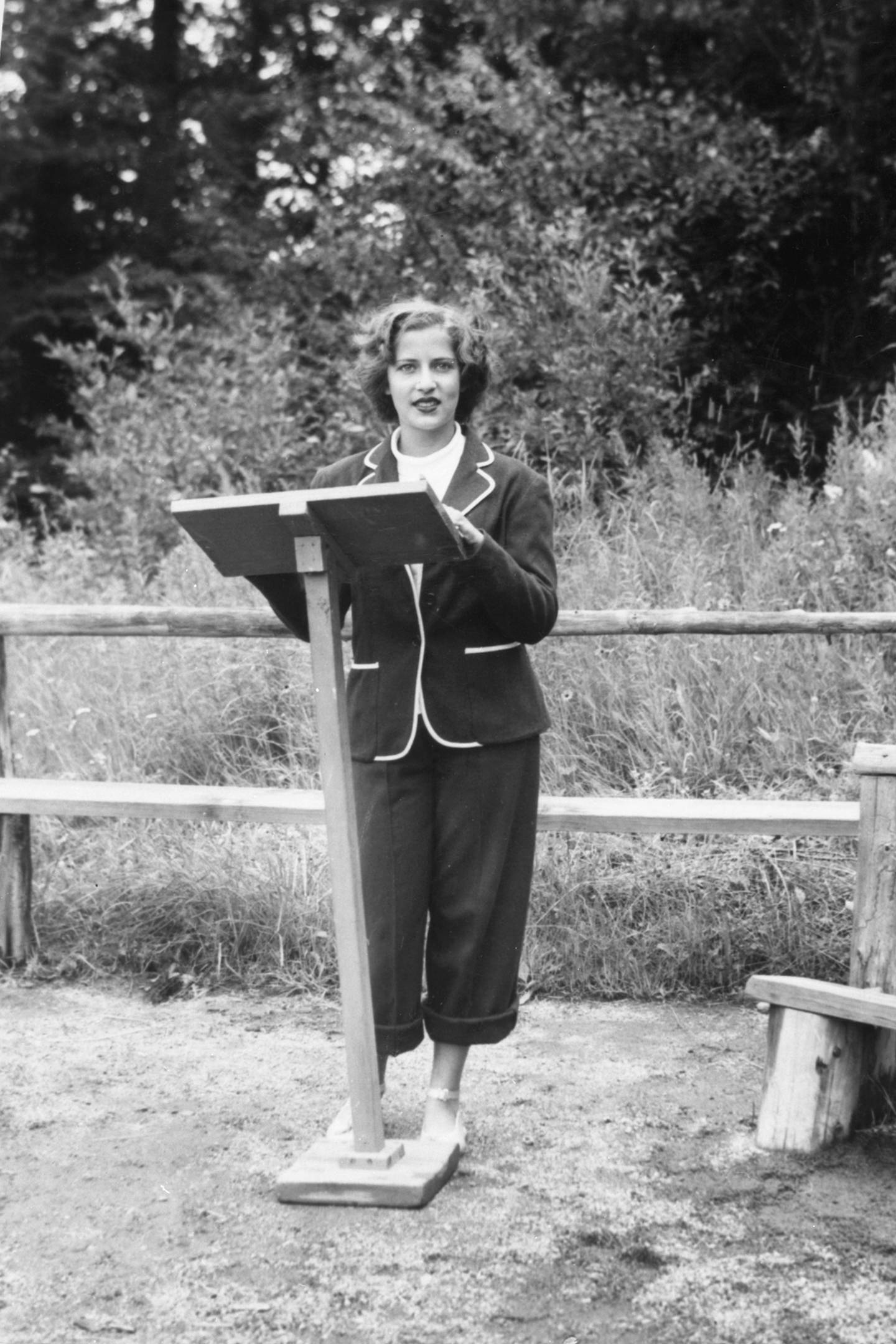 This image provided by the Supreme Court shows Ruth Bader, age age 15 in 1948, giving a sermon as the camp rabbi at Che-Na-Wah in Minerva, N.Y. Supreme Court Justice Ruth Bader Ginsburg died at her home in Washington, on Sept. 18, 2020, the Supreme Court announced. (Collection of the Supreme Court of the United States via AP)