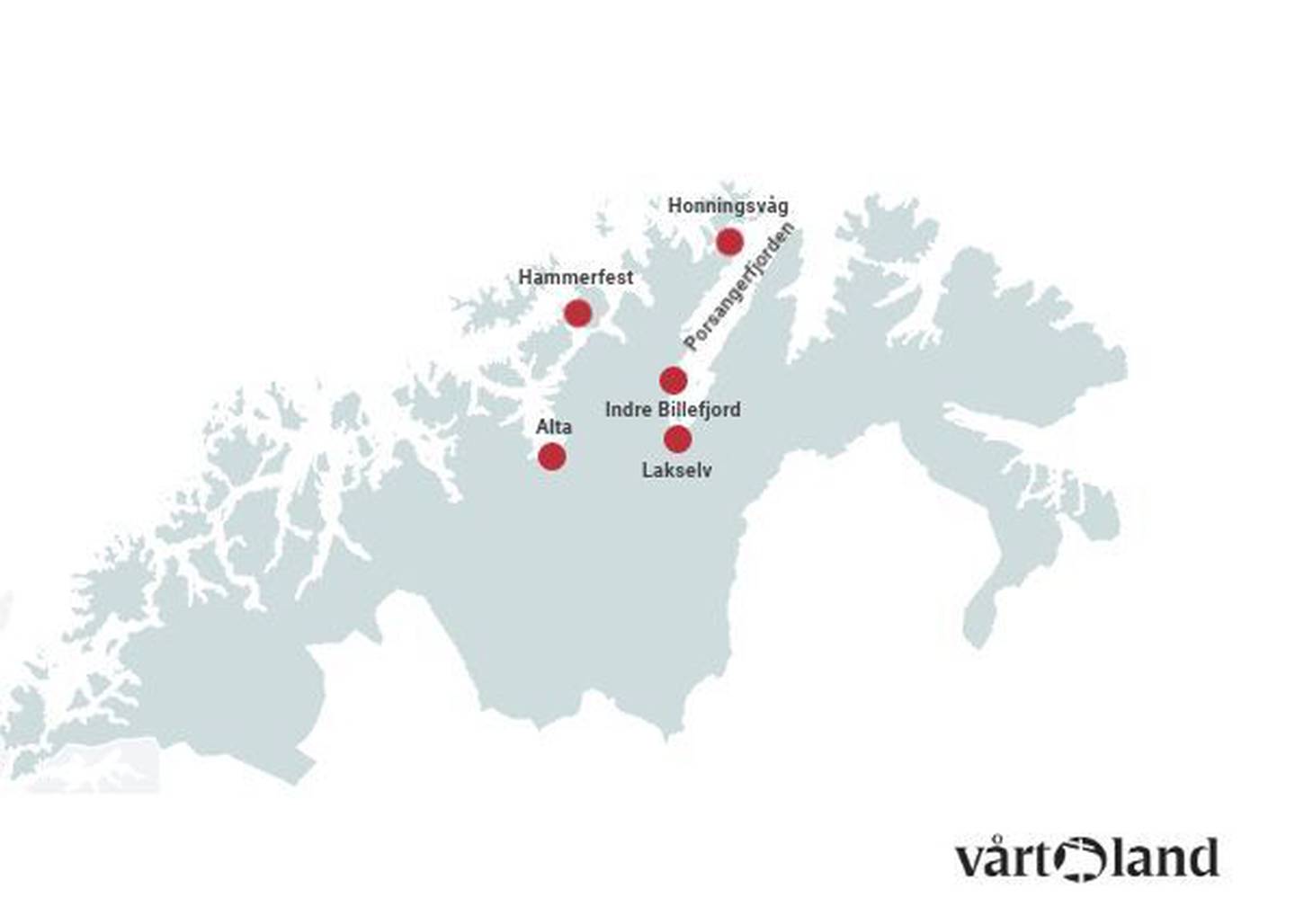 LANGS FJORDEN: Indre Billefjord ligger nesten i enden av Porsangerfjorden i Finnmark.
