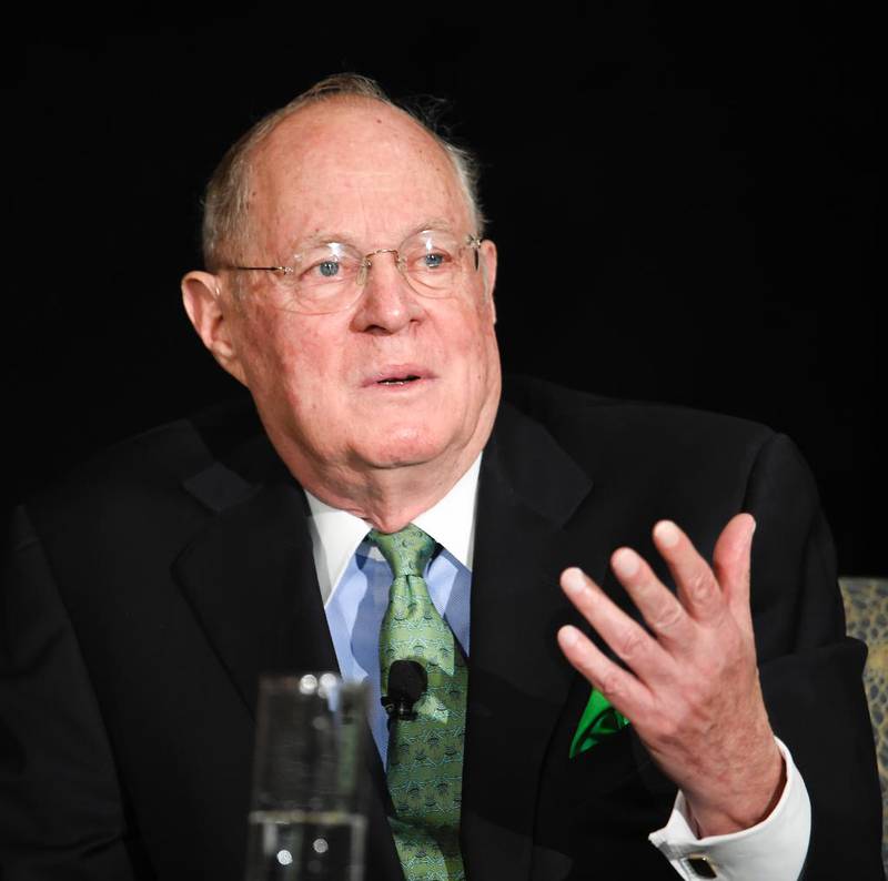 U.S. Supreme Court Justice Anthony Kennedy speaks at the Ninth Circuit Judicial Conference held Wednesday, July 15, 2015 in San Diego. Kennedy's appearance at the 9th Circuit Judicial Conference comes shortly after the nation's highest court put an end to same-sex marriage bans in the 14 states that still maintained them and provided an exclamation point for breathtaking changes in the nation's social norms in recent years.  (AP Photo/Denis Poroy)