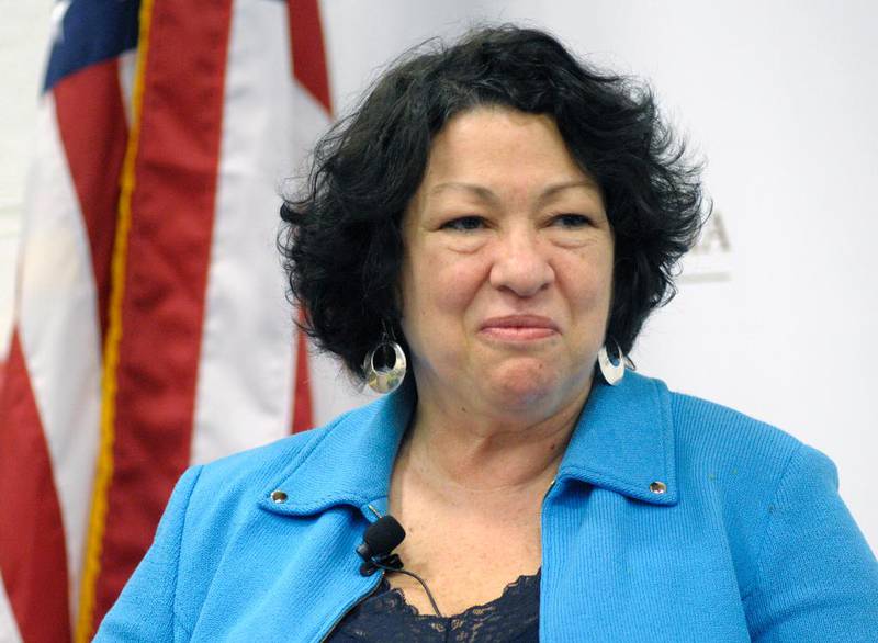 Supreme Court Associate Justice Sonia Sotomayor is introduced to speak at the University of the District of Columbia's David Clarke School of Law "Joseph Rauh, Jr., Conversation" in Washington, Monday, April 2, 2012. (AP Photo/Cliff Owen)