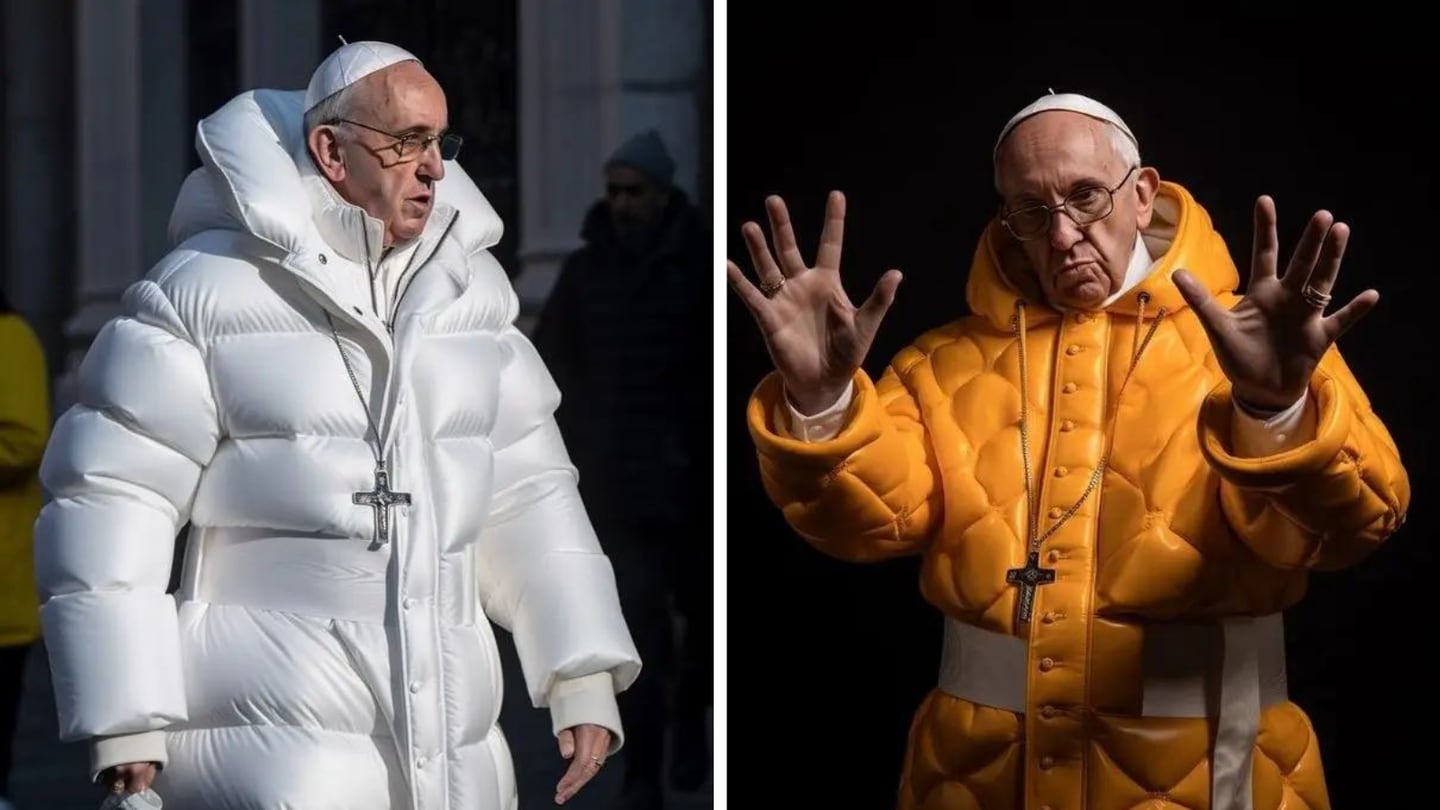 VIRALT: Mange har latt seg lure av det datagenererte bildet av paven i hvit Balenciaga-boblejakke, som har gått viralt de siste ukene.