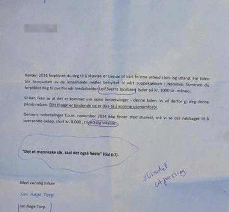 Dette brevet med advarsel om inkassokrav ble sendt til en kvinne som ønsker å være anonym.