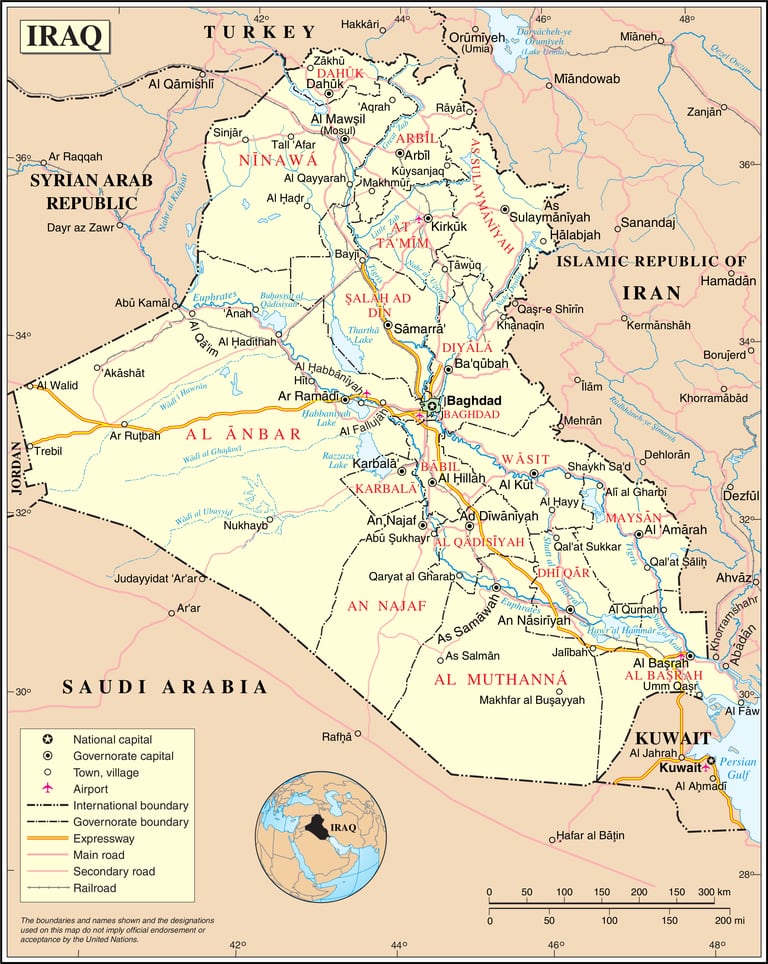 Kart over Irak