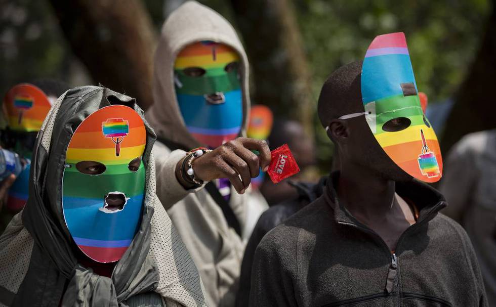 Kenyanske homoaktivister viser sin støtte til sine ugandiske venner, da ugandiske myndigheter ville kriminalisere homofili. 