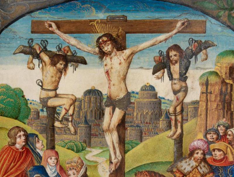 Jesus henger på korset på Golgata.