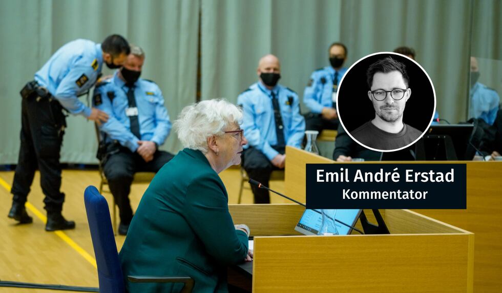 RISIKO: Psykiatar Randi Rosenqvist forklara i rettssaka i Skien fengsel korleis 22. juli-terroristen er ein løgnaktig psykopat med radikale politiske syn. Han bør ikkje få sleppe ut, skriv kommentator Emil André Erstad.