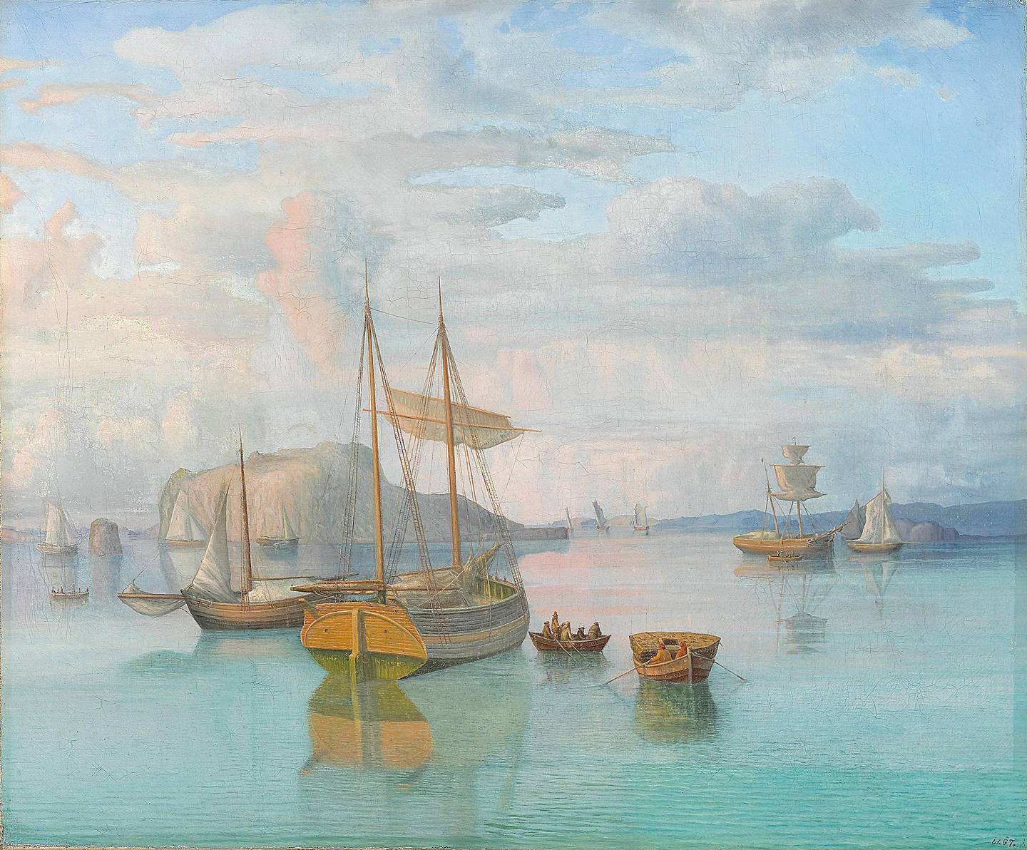 Skyer har interessert kunstnere til alle tider. Her er Lars Hertervigs maleri «Marine» fra 1867.