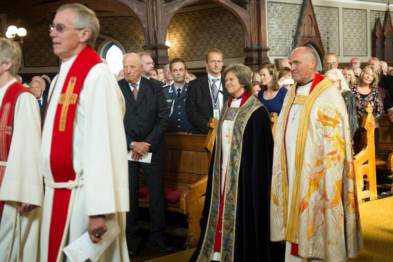 I august 2014 deltok kong Harald på 150 års-jubileumsgudstenesta til Sjømannskyrkja.