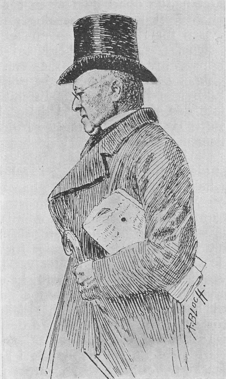 Redaktør Christian Friele tegnet av Andreas Bloch (1860–1917).