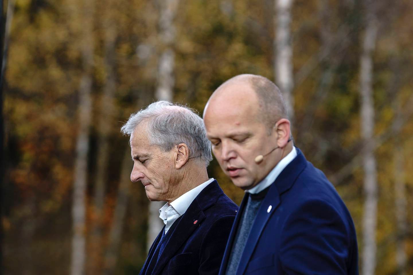 Ap-leder Jonas Gahr Støre og Sp-leder Trygve Slagsvold Vedum la fram Hurdalsplattforma på Hurdal.