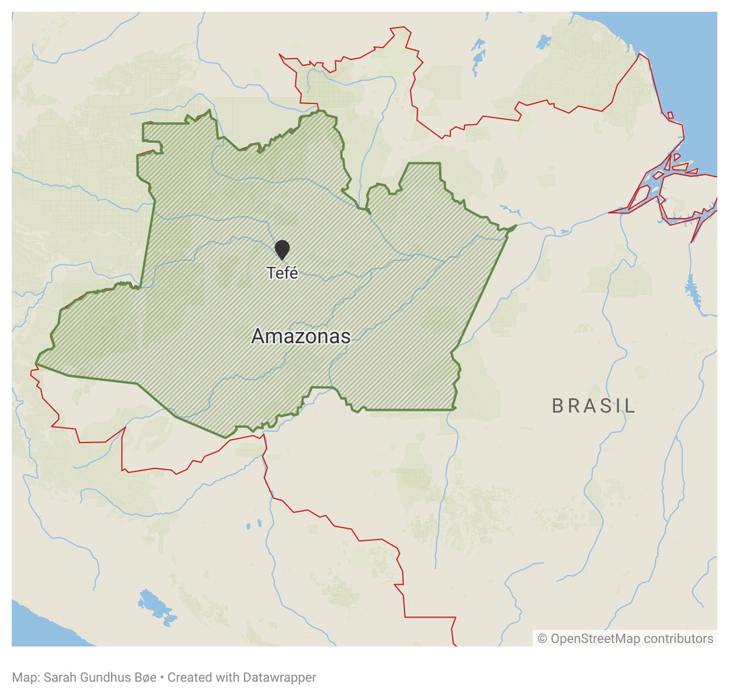 60.000: Byen Tefe, der det bor 60.000 mennesker, ligger ved ved Amazonas-elven. Den ekstreme tørkeperioden området har opplevd fører til store utfordringer for innbyggerne.