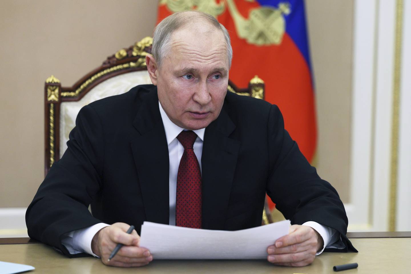 President Vladimir Putin kaller Wagner-gruppens leder Jevgenij Prigozjin en forræder. Foto: Sputnik / AP / NTB 