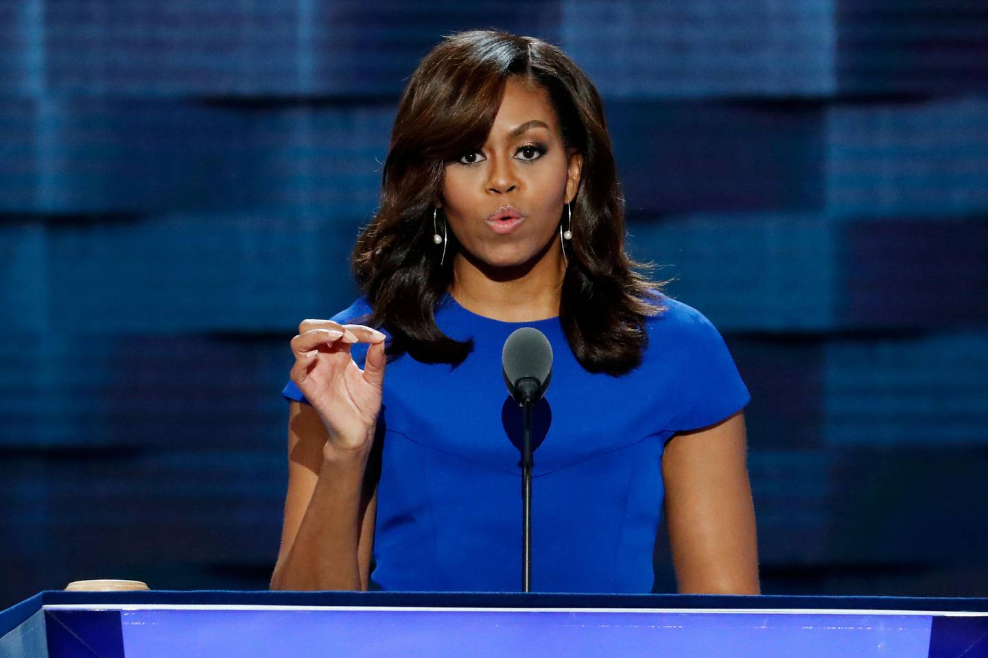 First Lady Michelle Obama speaks during the first day of the Democratic National Convention in Philadelphia , Monday, July 25, 2016. (AP Photo/J. Scott Applewhite)
