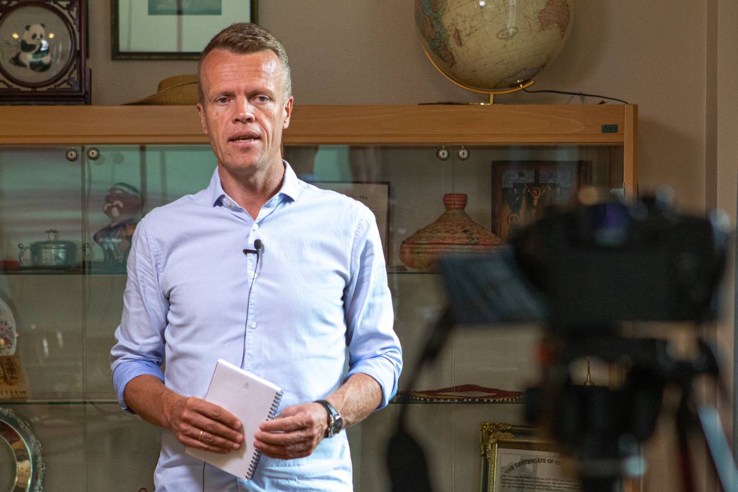 Digitalt førebuingskurs for nye utsendingar (misjonærar) for Misjonssambandet (NLM). Her er generalsekretær Øyvind Åsland.