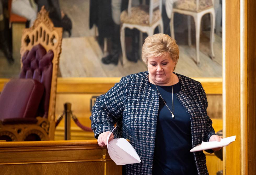 OSLO, NORGE 20200130. 
Statminister Erna Solberg under debatt på Stortinget.
Foto: Berit Roald / NTB scanpix