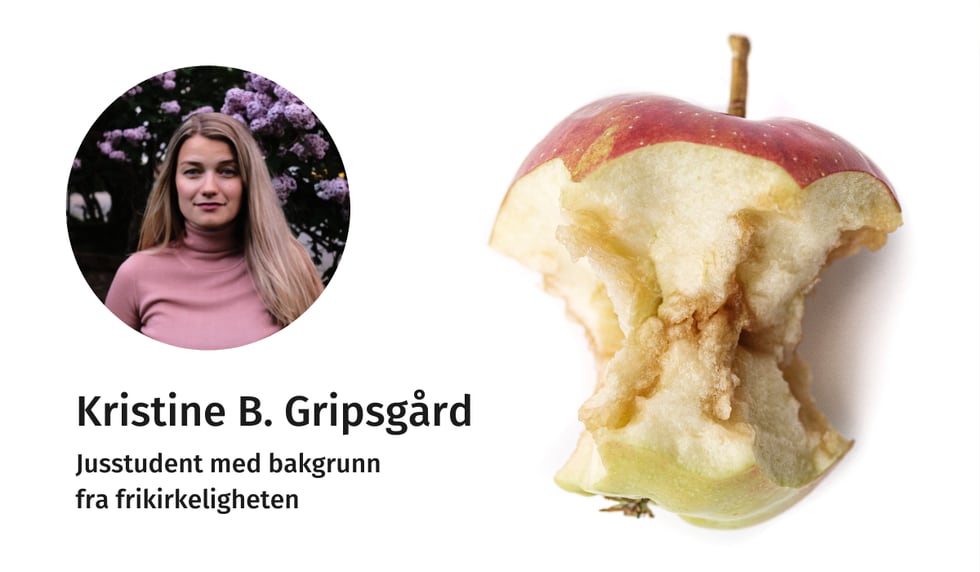 SELVBILDE: – Hvem vil vel gi ektefellen sin restene av et eple? Fortellingen har brakt skam på jenter som har vokst opp i frikirkeligheten i tiår på tiår, advarer Kristine Banggren Gripsgård. (Illustrasjonsbilde)