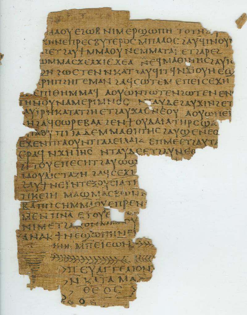 Et av manuskriptene som er omtalt i Det store Puslespillet II, er ­Codex Schøyen. Dette koptiske ­manuskriptet fra 300-tallet finnes i dag i Schøyensamlingen i Norge. Bildet viser slutten av  Matteusevangeliet.
