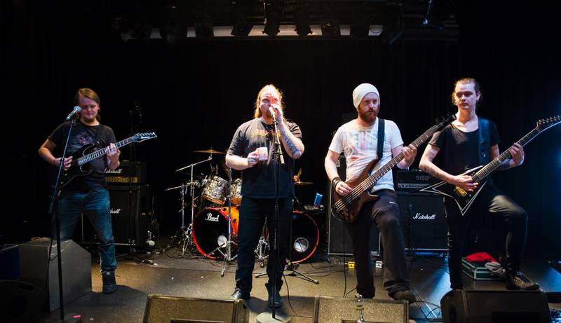 Det kristne, symfoniske black metal-bandet Grave Declaration spilte konsert på Nordic Fest-festivalen 23. september. Fra venstre: Thor Georg Buer, Ronny Hansen (bakfra), Torkel Sandbråten Røsten og Jo Henning Børven.