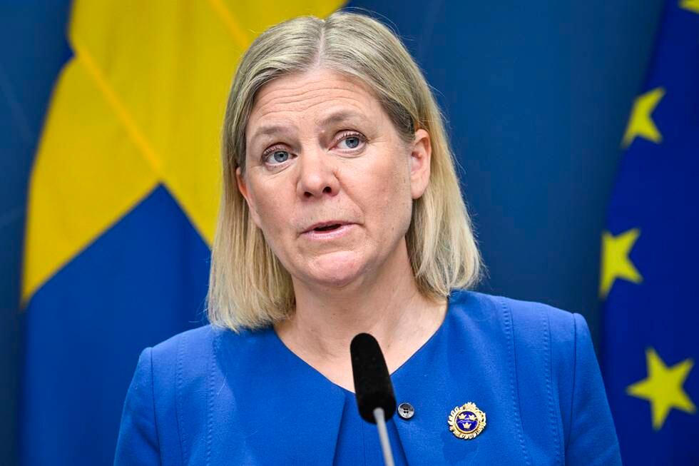 Sveriges statsminister Magdalena Andersson kunngjorde mandag at Sverige skal søke om medlemskap i Nato. Foto: Henrik Montgomery / TT / AP / NTB